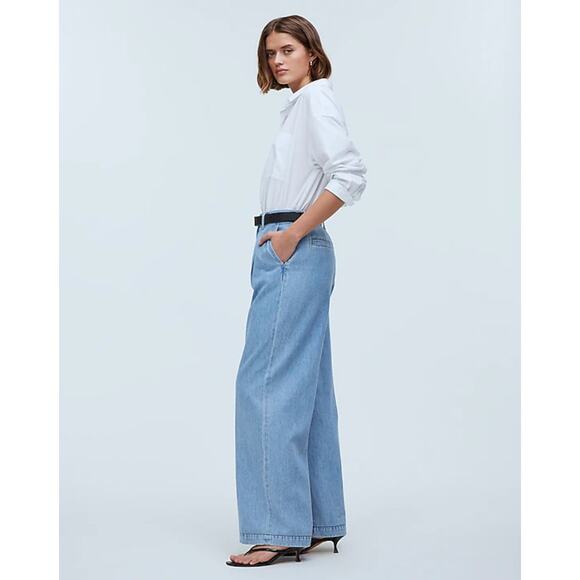 Madewell The Harlow Wide Leg Jean Airy Denim Blue High Waisted Pockets US 27 - Picture 3 of 13